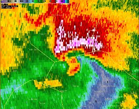 KCLX Reflectivity image during event.