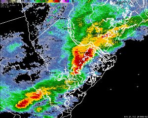 KCLX Reflectivity image during microburst.