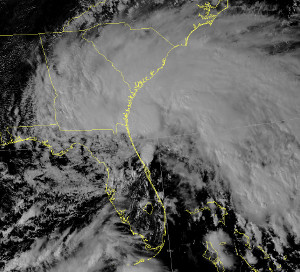 Visible satellite image of Hurricane Ophelia as it was passing the area.