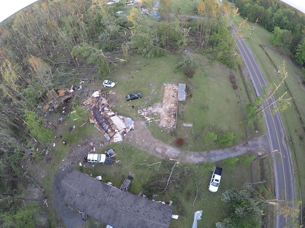 Berkeley County Tornado Damage East of Moncks Corner - Drone