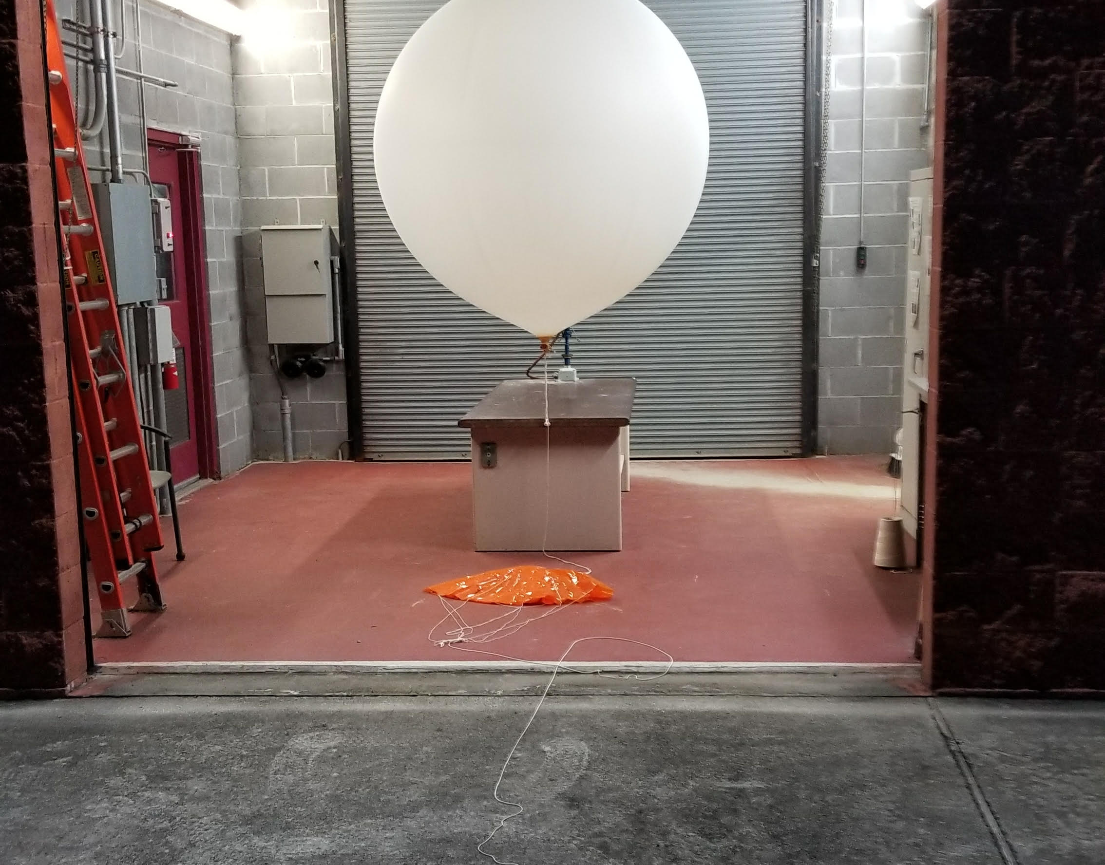 Weather balloon being prepared for flight