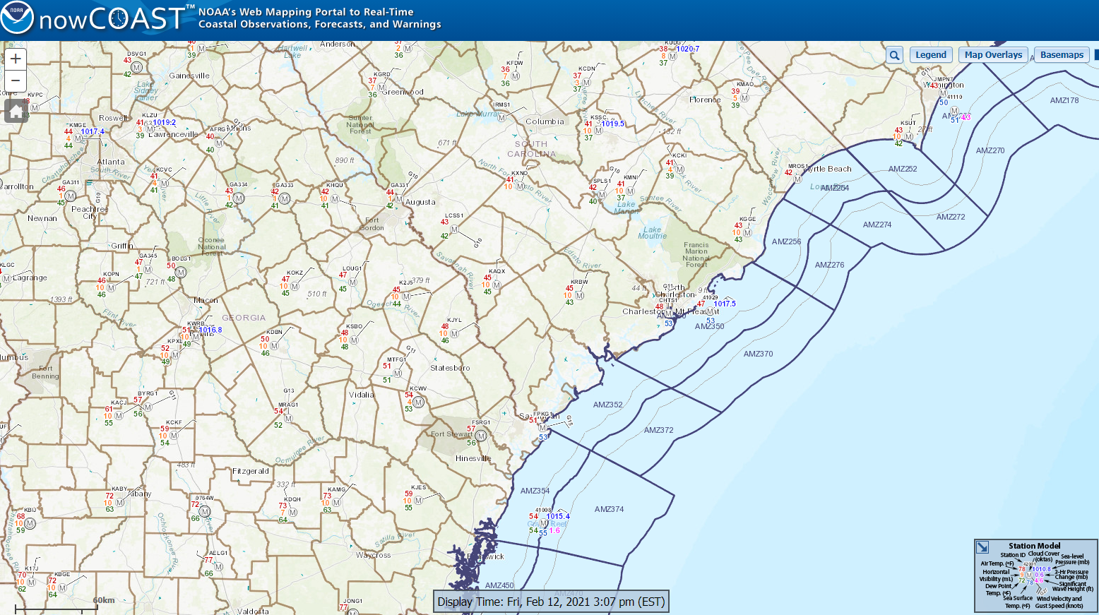 Marine/Coastal Observations, Forecasts and Warnings