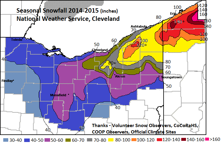 Seasonal Snowfall from 2014-2015