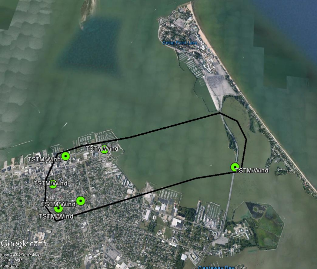 Map of damage from Sandusky Downburst
