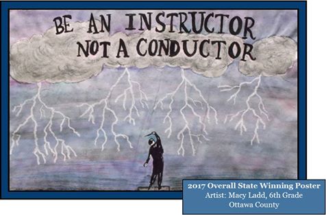 artwork of overall state poster contest winner: "Be An Instructor, Not a Conductor"