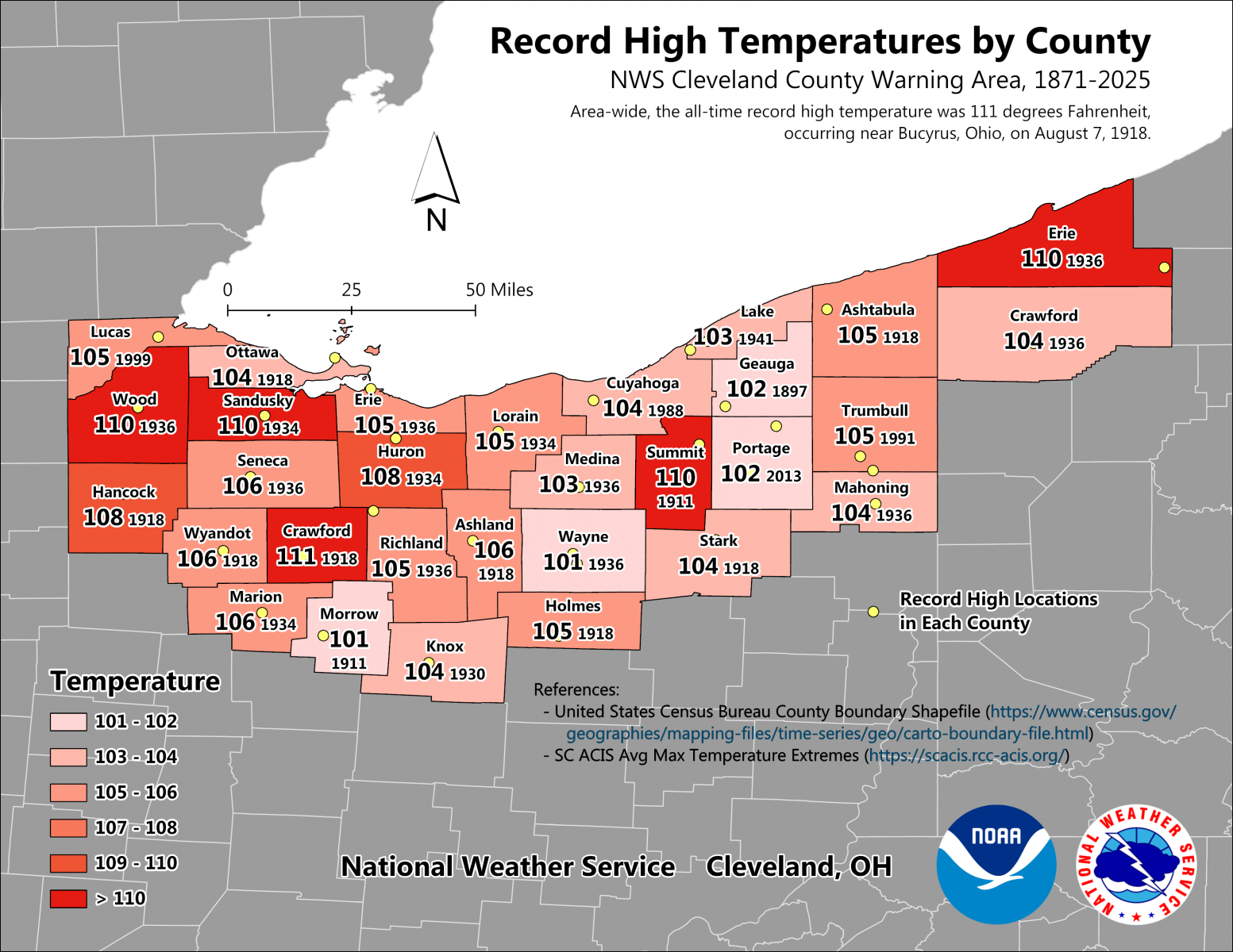 Record High Temperatures by County