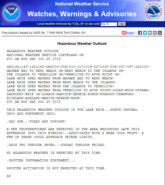 click for the Hazardous Weather Outlook