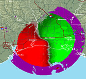 Base velocity image of Hurricane Rita September 23, 2005 - click to enlarge