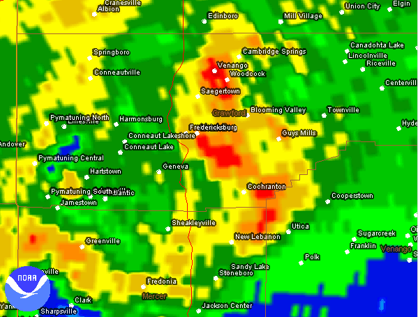 click for radar loop of Cochranton tornado