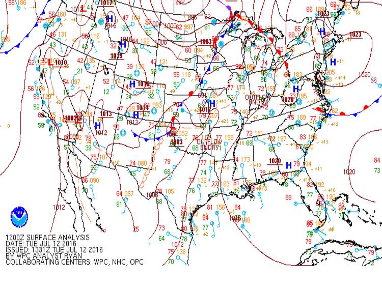 July 12 surface map analysis