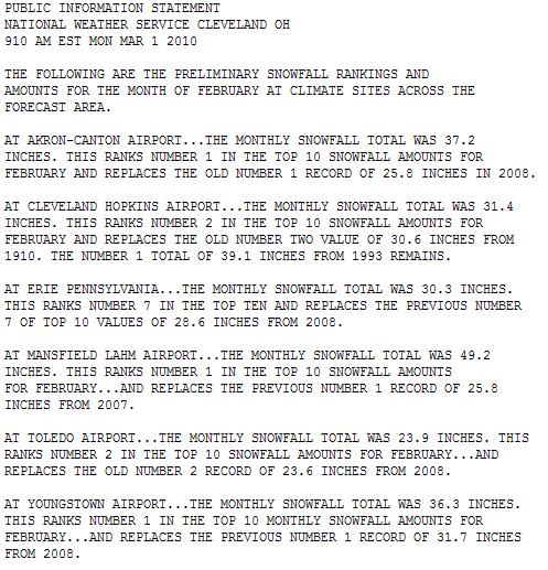 February snow records - text