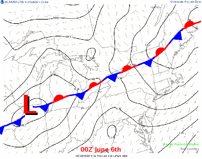 synoptic weather map of june 5-6, 2010