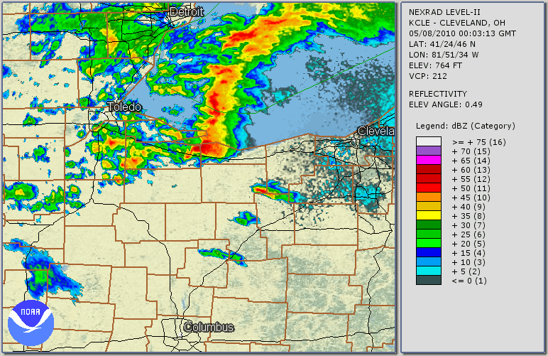 animation of radar imagery focusing on western storms. Click to enlarge.
