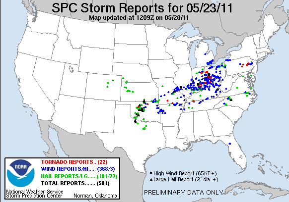 May 23, 2011 Storm Reports