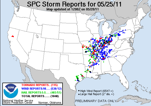 May 25, 2011 Storm Reports