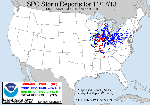 National Storm Reports from 11/17/2013