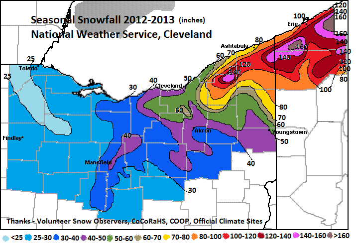 seasonal snowfall for 2012-2013