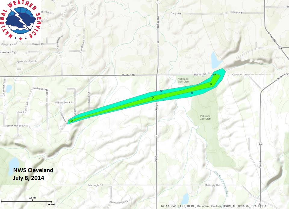 7/8/14 tornado track Hinckley, OH