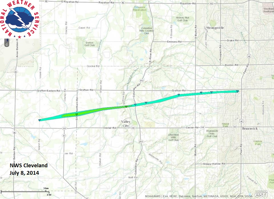 7/8/14 tornado track in Valley City