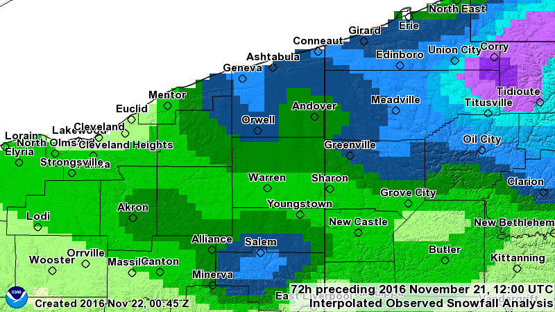 storm total snow from November 12-14, 2016