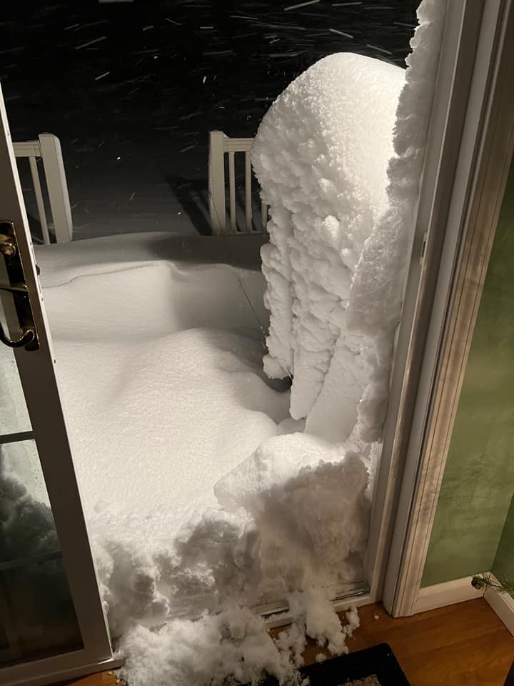 Photo of snow drifts outside the door of Erin Buckley Arsulic.