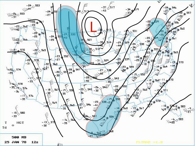 500mb chart from January 25, 1978