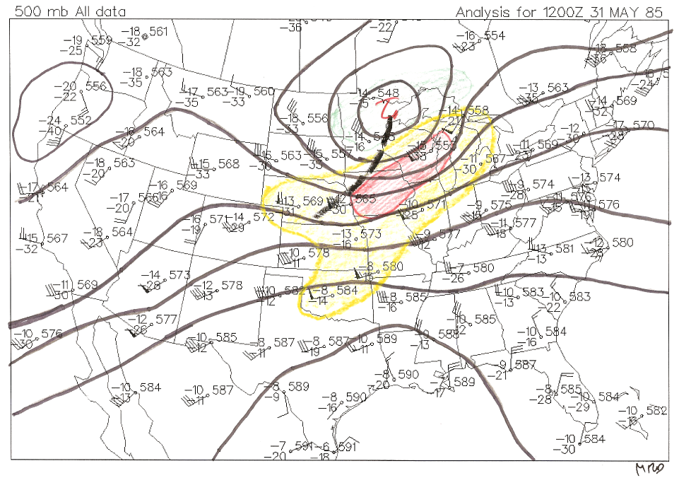 500mb chart from 12Z 31 May 1985 - Figure 3