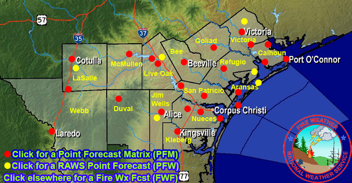 Clickable Fire Weather Forecast Map