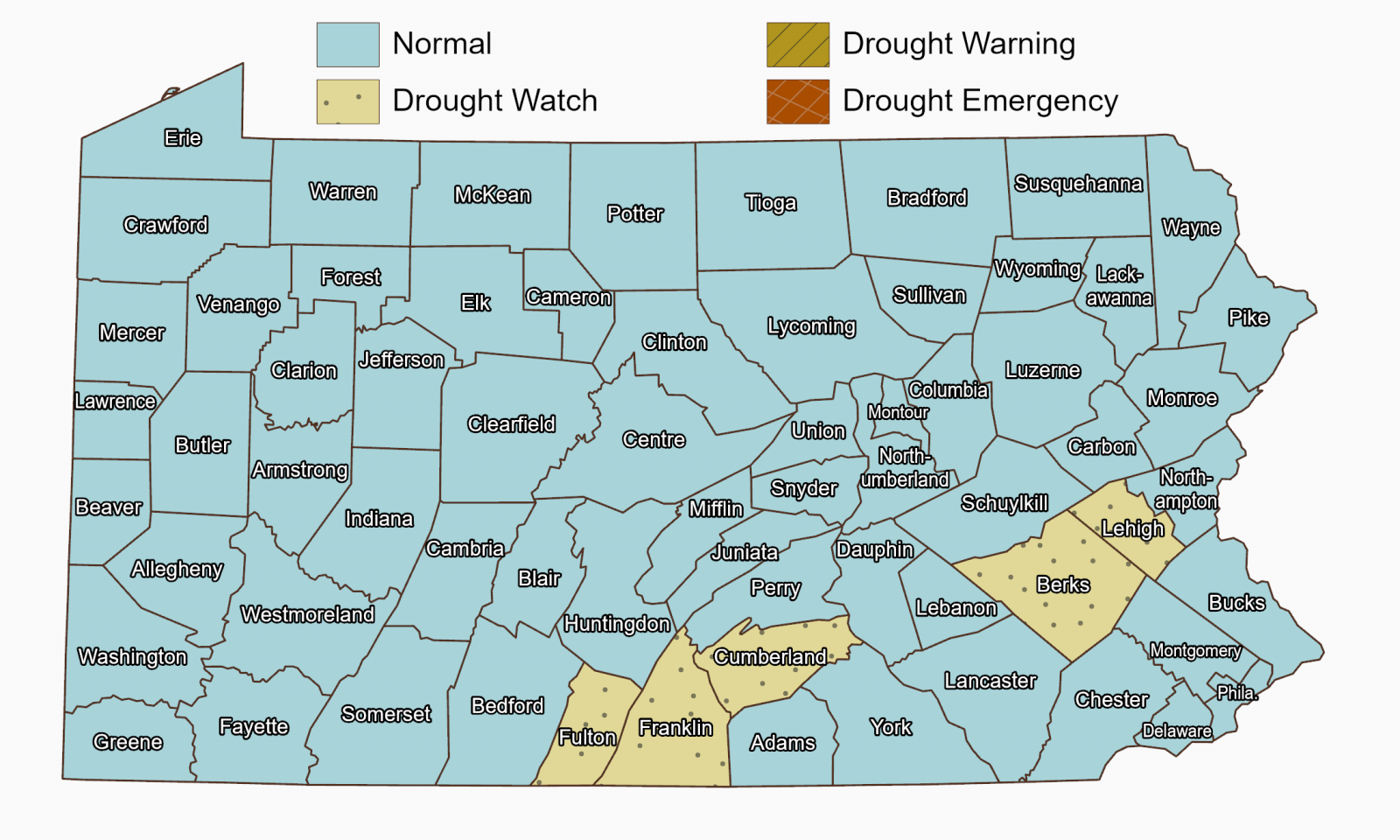 Drought Map of Pennsylvania