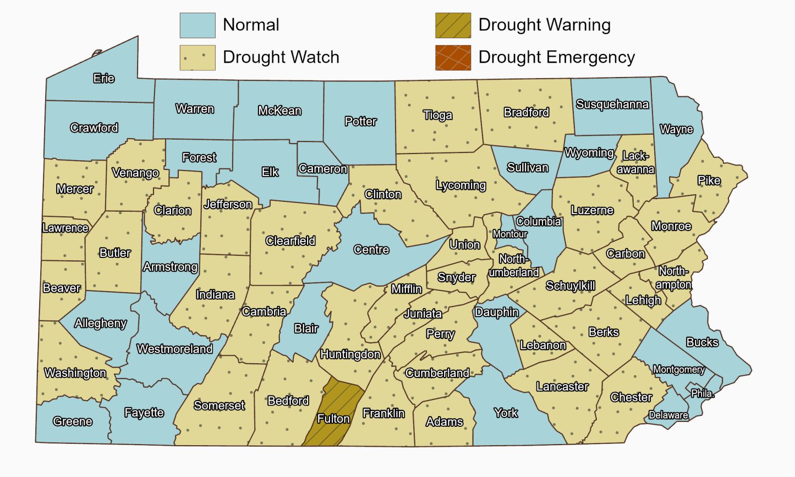 Drought Map of Pennsylvania