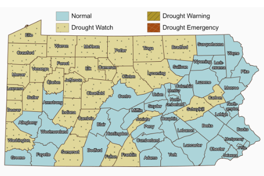 Drought Map of Pennsylvania