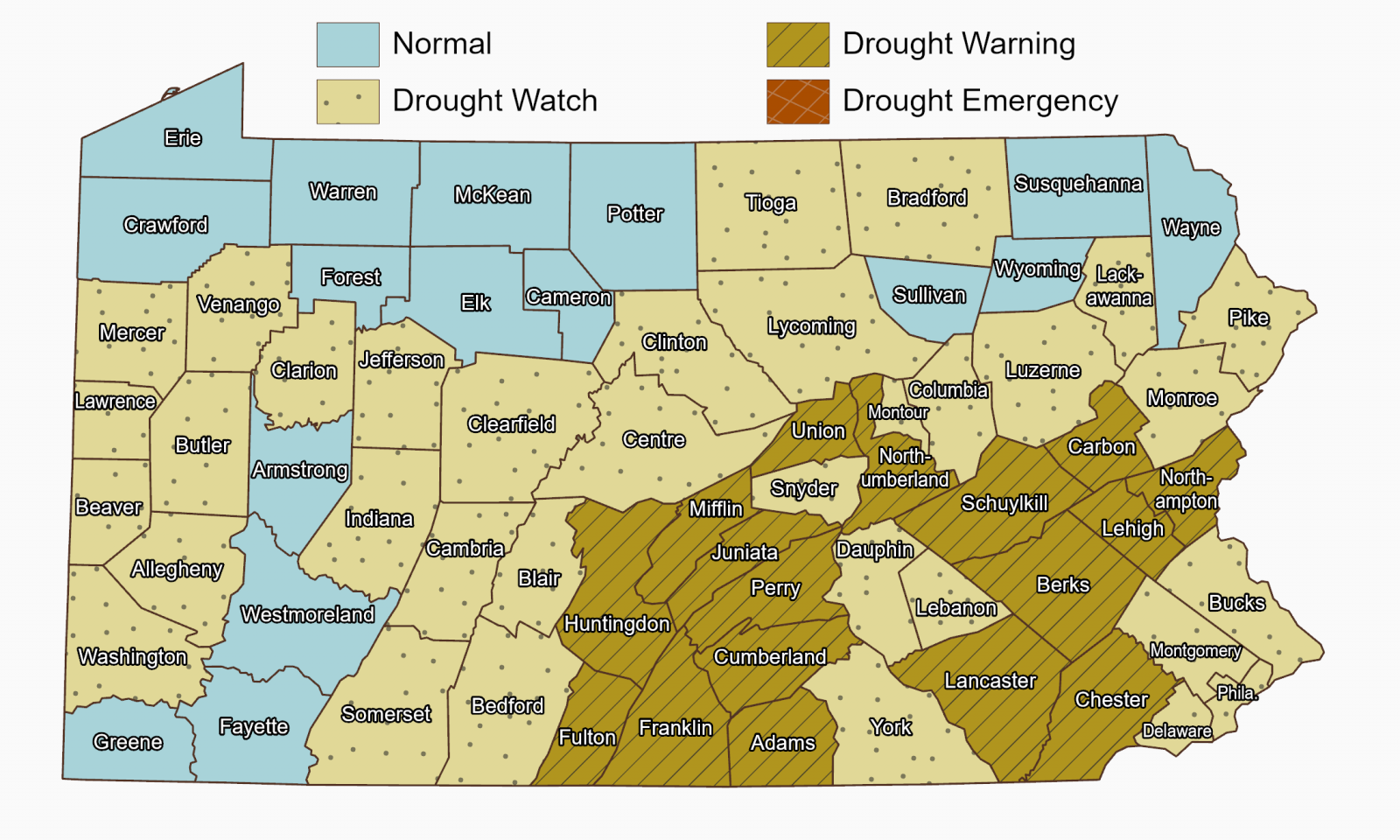 Drought Map of Pennsylvania