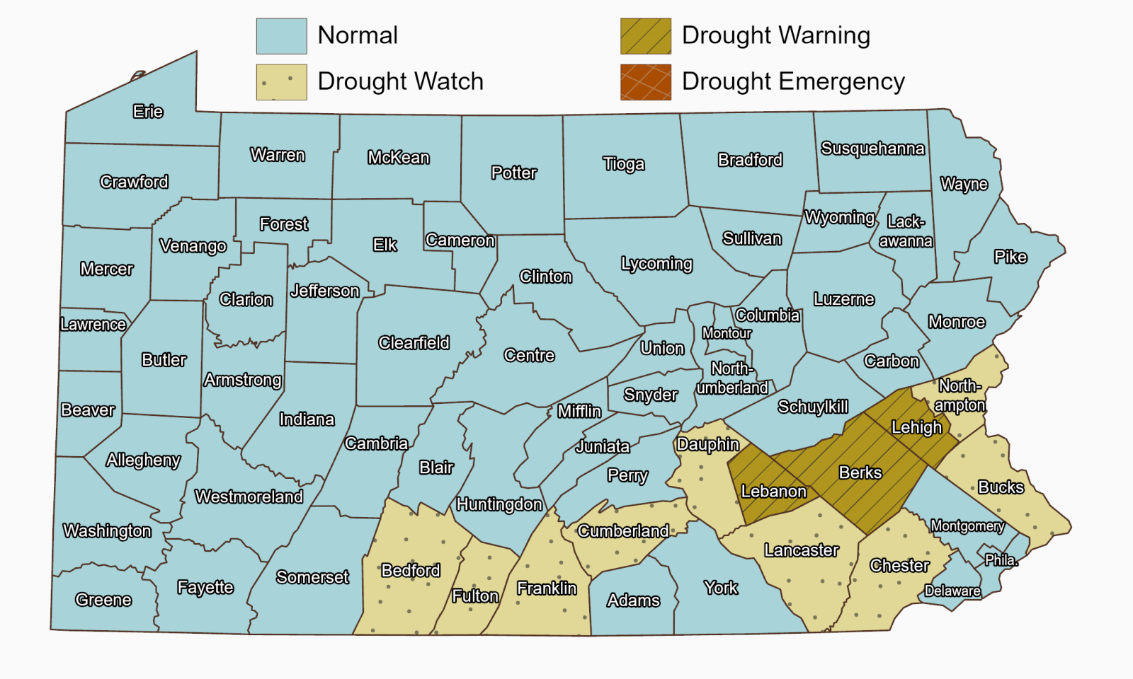Drought Map of Pennsylvania