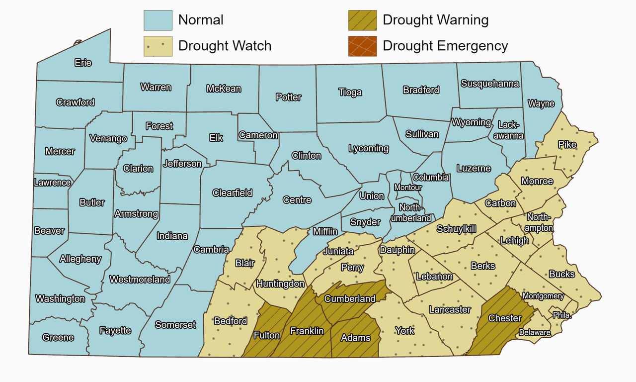Drought Map of Pennsylvania