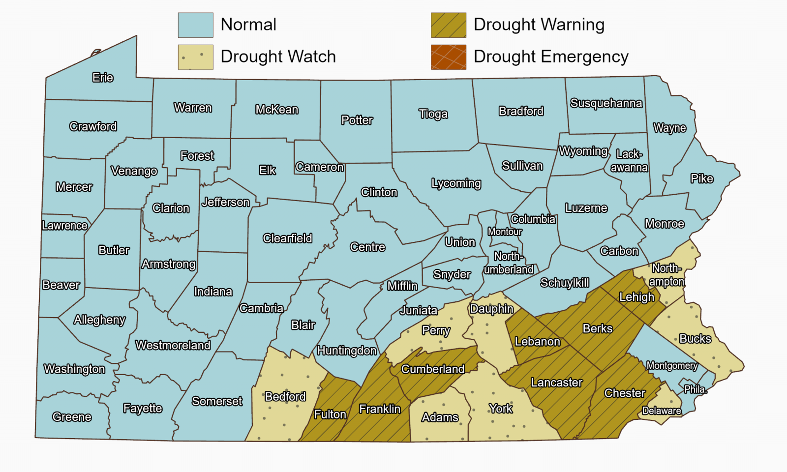 Drought Map of Pennsylvania