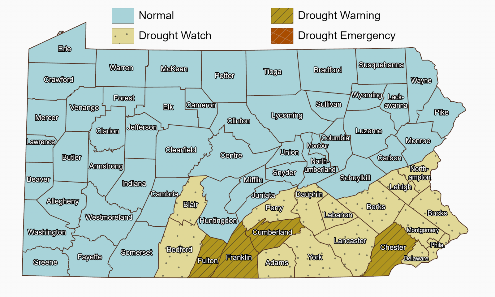 Drought Map of Pennsylvania