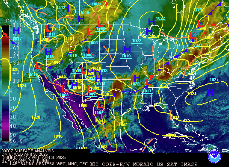 WPC Surface map 00Z 30April2025