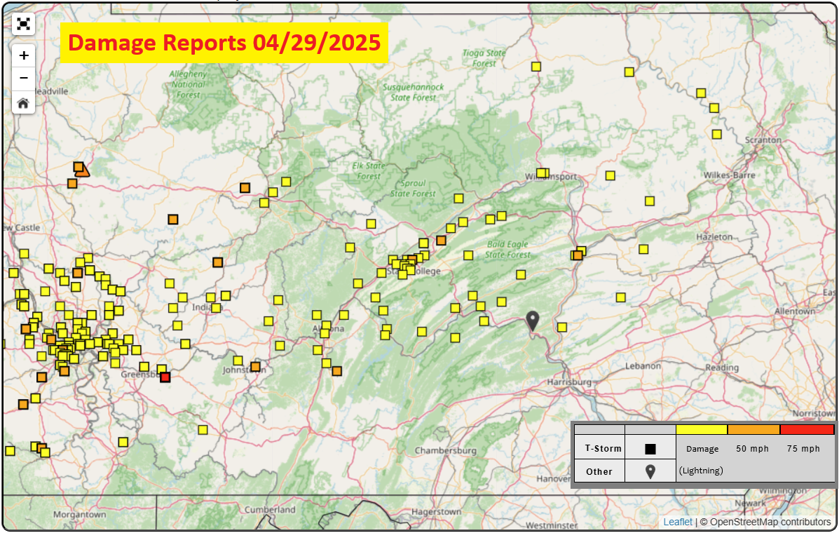 map of damage reports