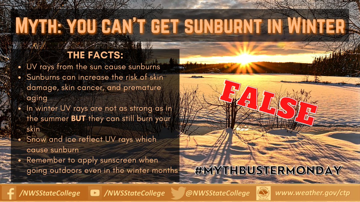 MYTH: You can't get sunburn in the winter. Not true.