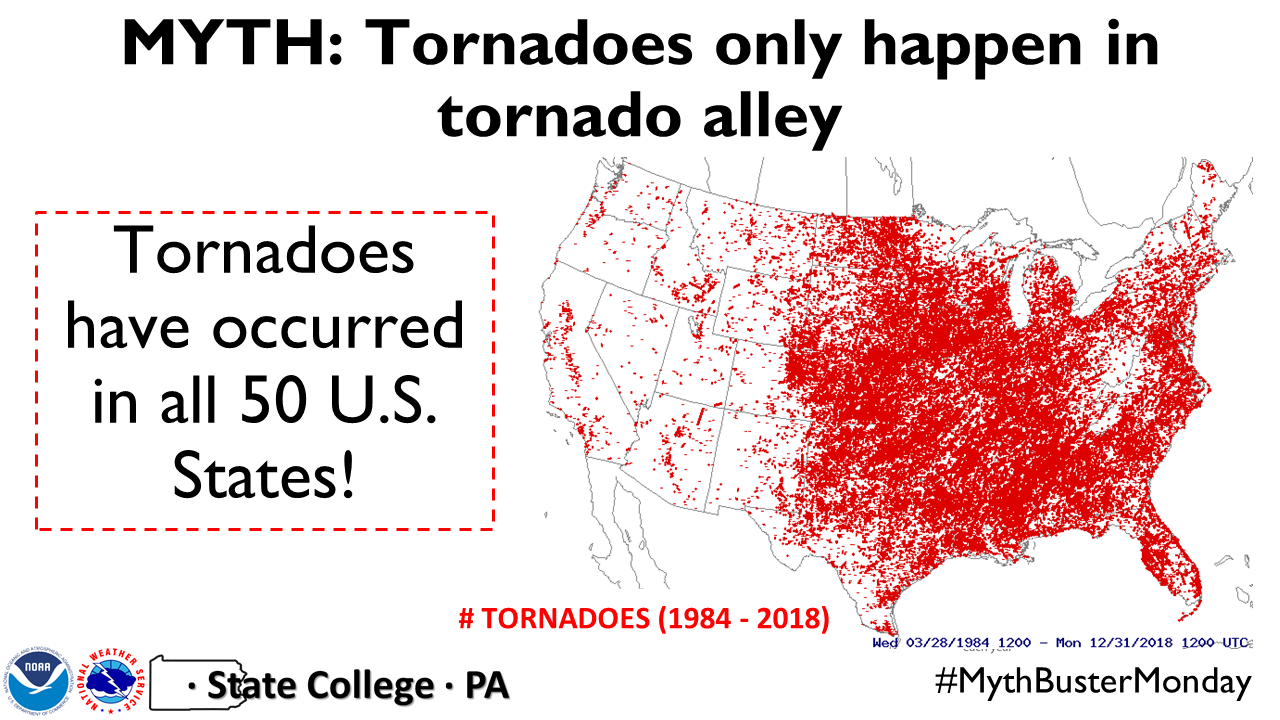Tornadoes only occur in Tornado Alley (not!)