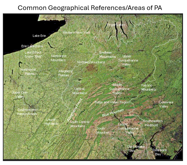 Common PA Geographic Regions map