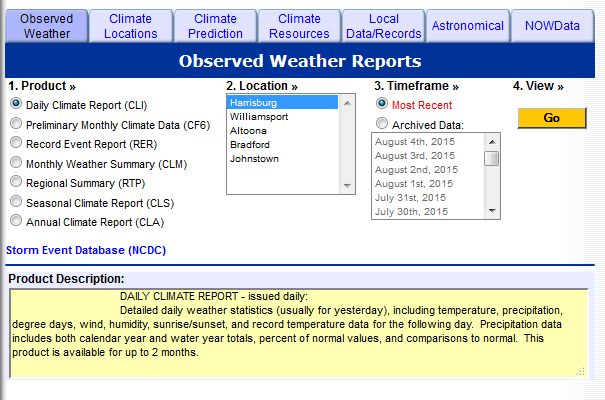Climate page example image