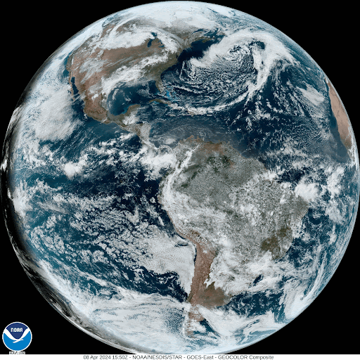Full Disk GOES-East Satellite Loop of Eclipse of 8 April 2024