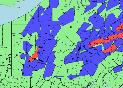graphical plot of convective warnings and preliminary damage reports