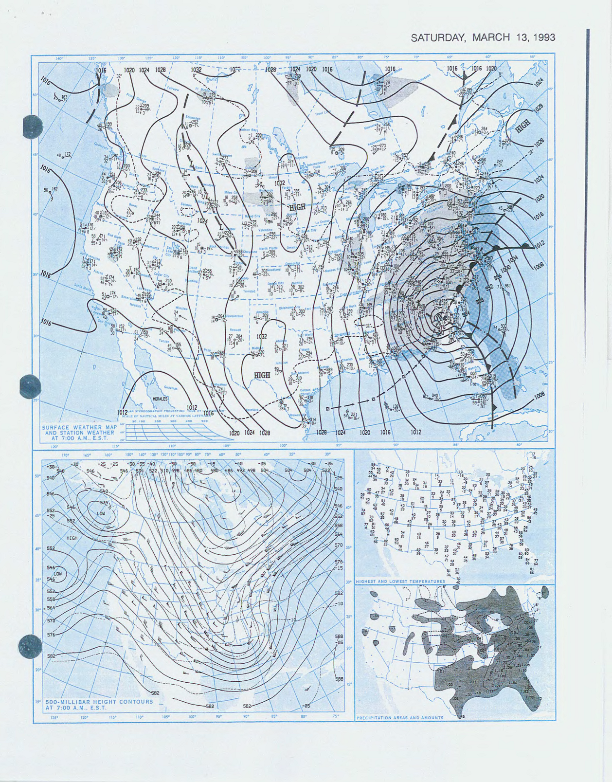 Daily Weather Map March 13, 1993