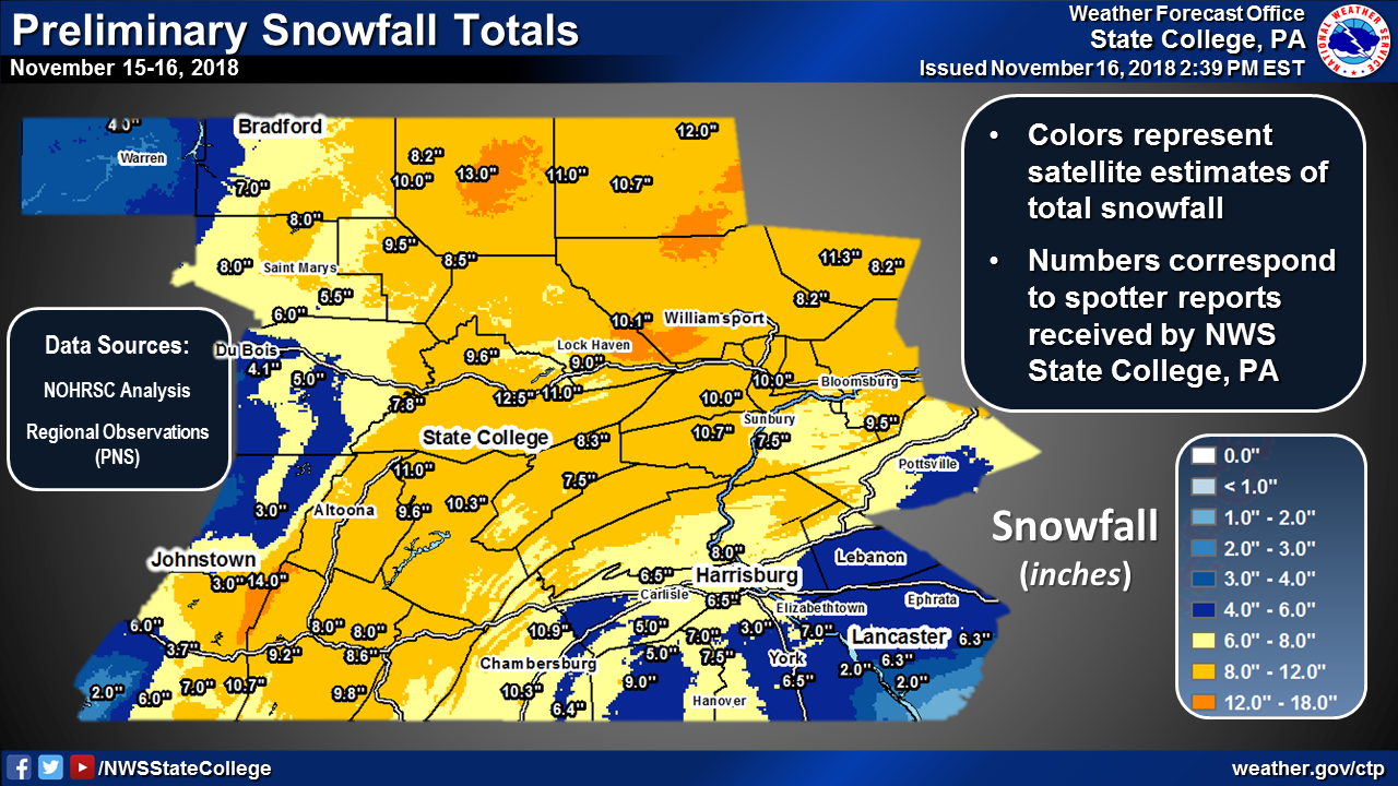 Snowfall Map for 11-15-2018 thru 11-15-2018