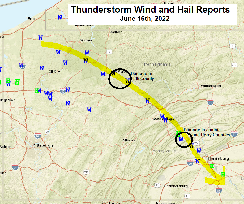 Map of damage reports 06_16_2022