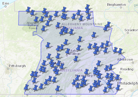 Map representing CoOp station locations