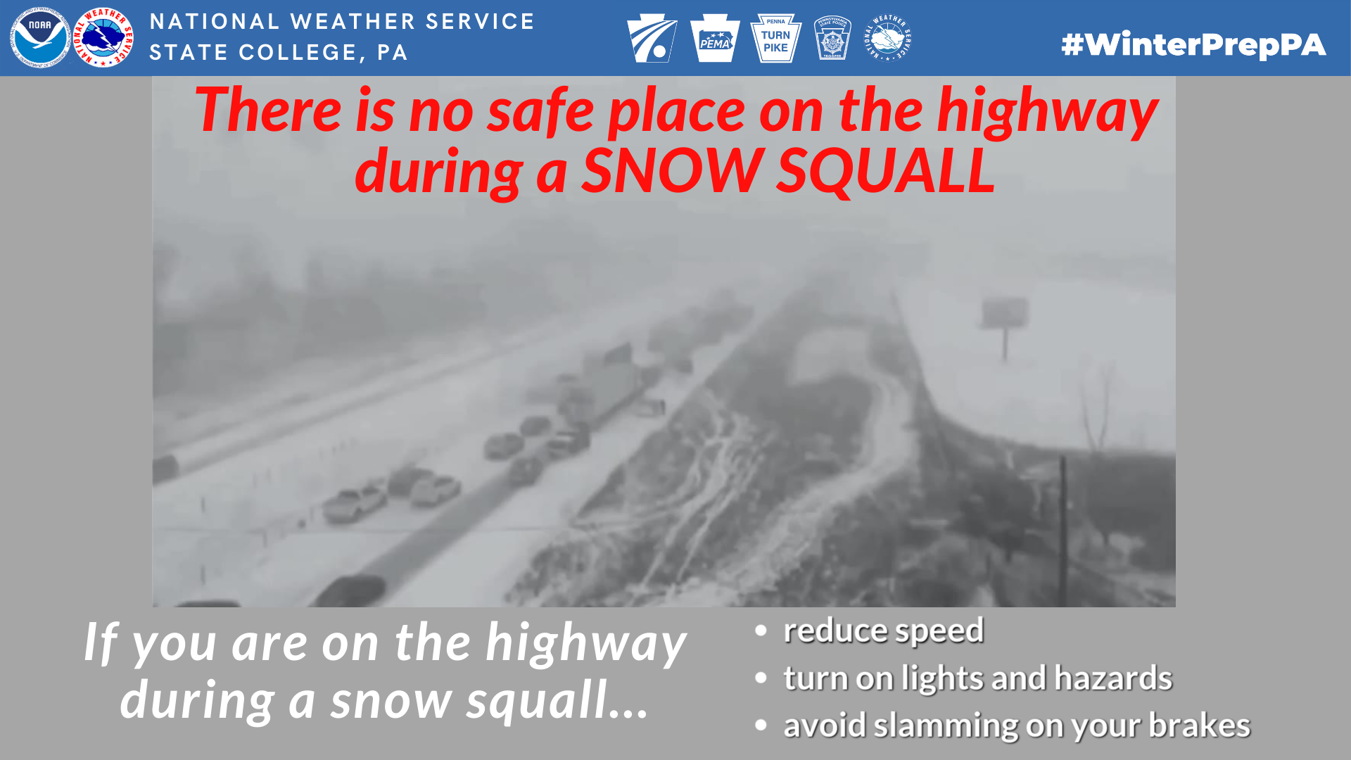 snow squall multi-vehicle crash video