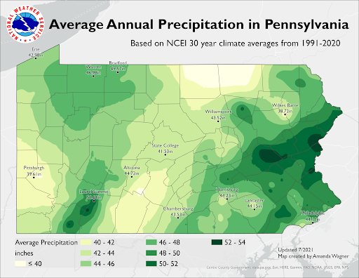 Normal Annual PA Precip (inches)